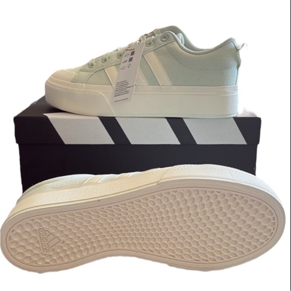 NWT Adidas Bravada 2.0 Platform Pistachio Linen Green White Sneakers Sz 8 - Picture 7 of 9